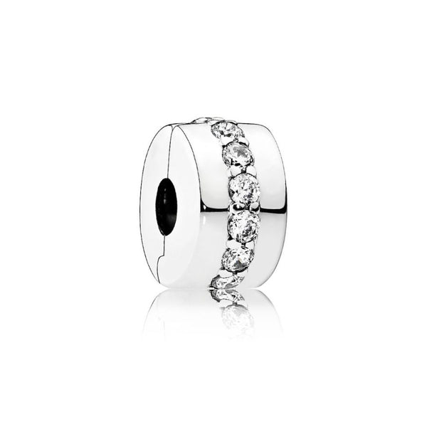Charm Clip Glänzendes Band Sterling-Silber