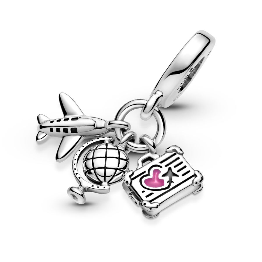 Charm-Anhänger Flugzeug Globus Koffer Sterling-Silber