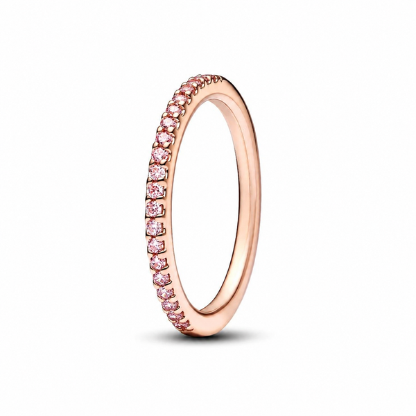 Ring Funkelnder Rosafarbener Pavé-Band Rosévergoldet