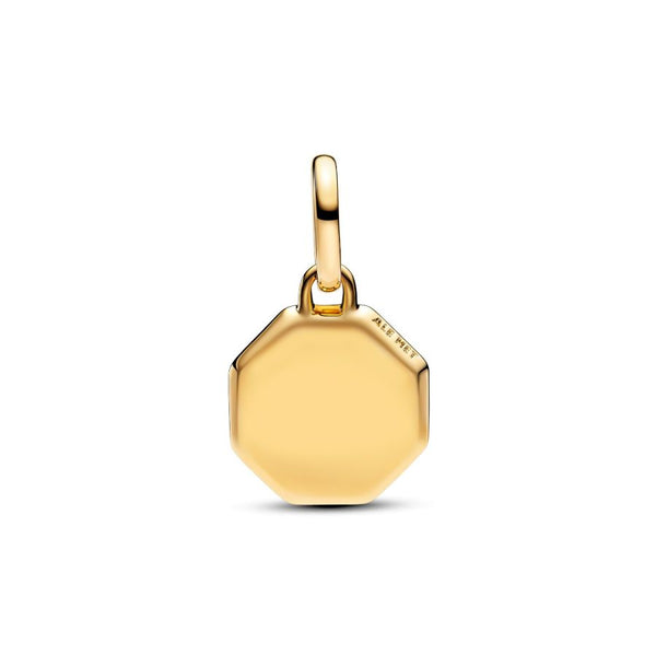 Mini-Medaillon Charm Blau Gravierbar Vergoldet