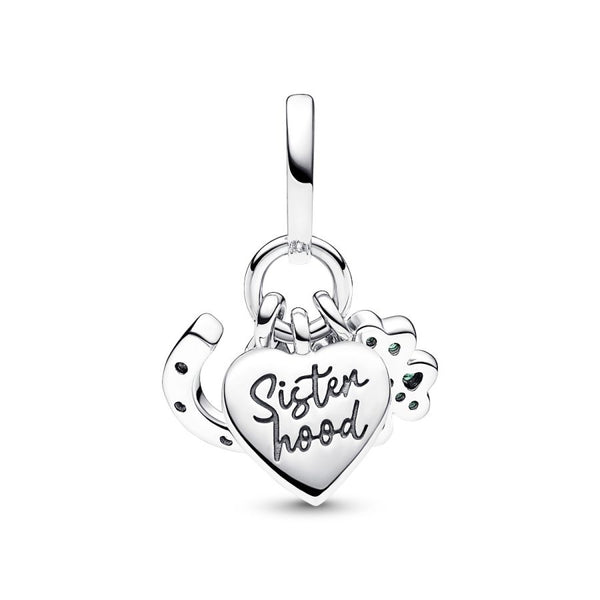 Charm-Anhänger Vierblättriges Kleeblatt Herz Hufeisen Silber