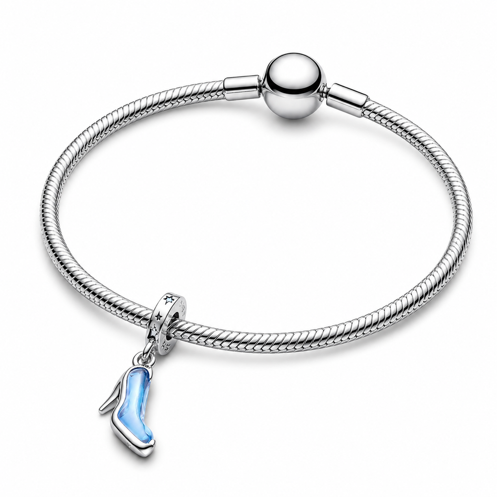 Charm-Anhänger Cinderellas Glasschuh Blau Silber