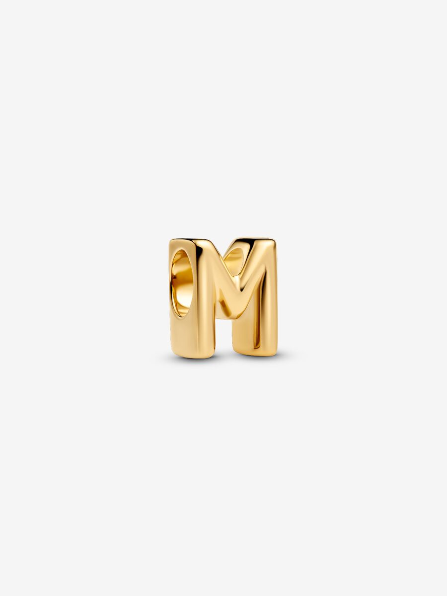 Buchstabe M Alphabet-Mini-Charm 14 Karat Vergoldung
