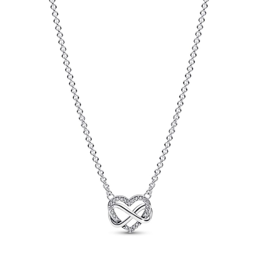 392666C01 Collier-Halskette Funkelnde Unendlichkeits-Herz Silber