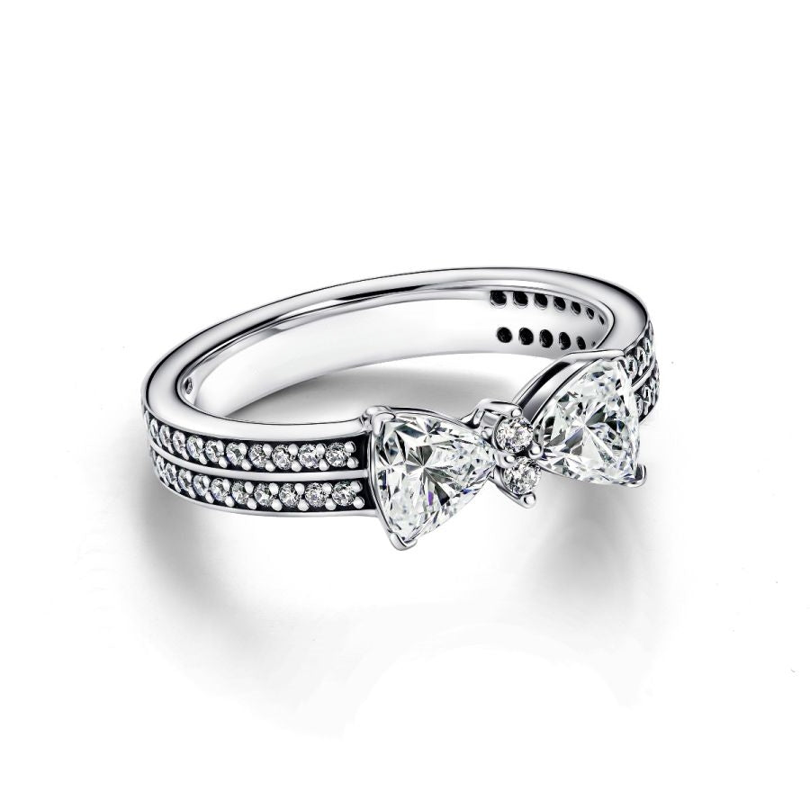 Ring Funkelnde Schleife Doppelreihig Silber Zweitbild