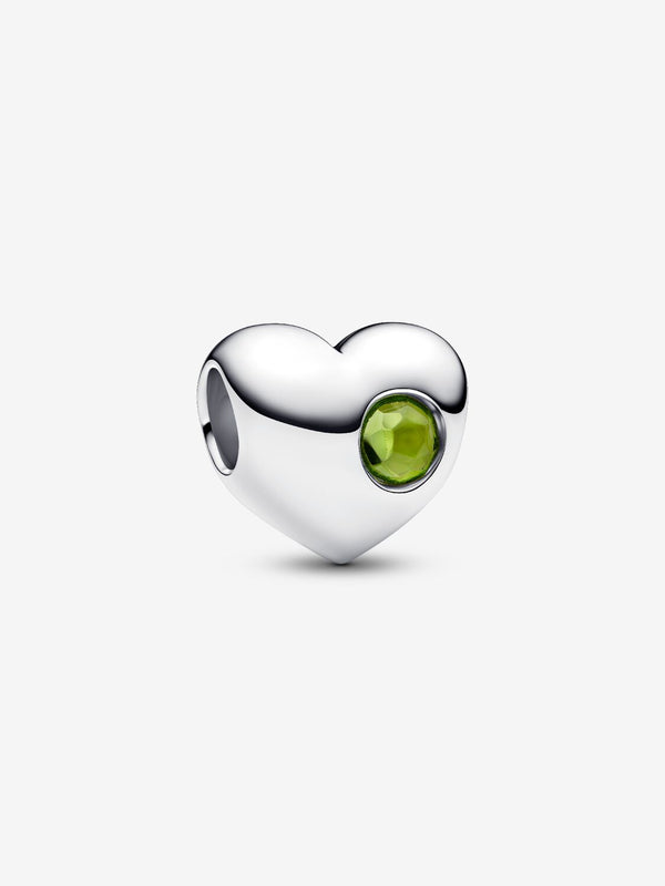 Gravierbares Frühlingsgrüner Stein Herz-Charm Sterling-Silber