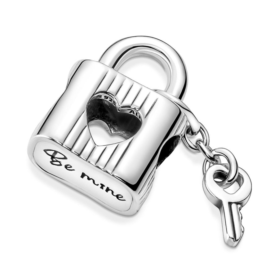 Charm Vorhängeschloss & Herzschlüssel Sterling-Silber