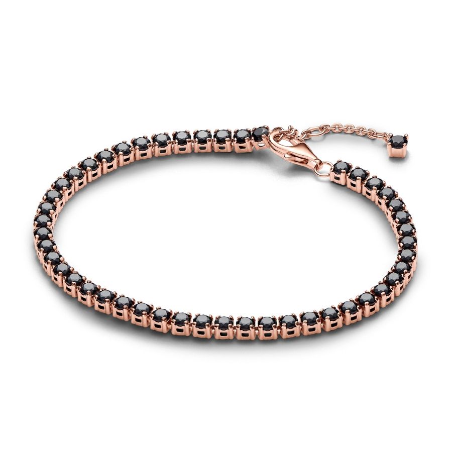 Tennisarmband Kristalle Schwarz Rosé Vergoldet