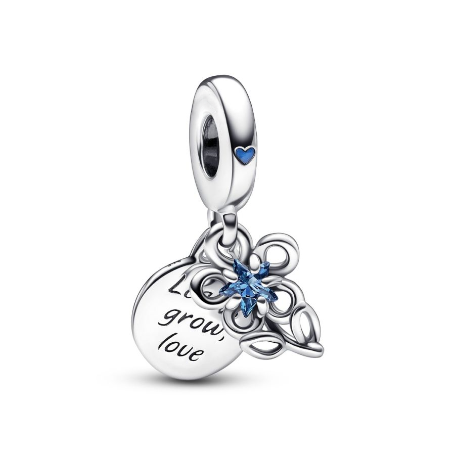 Doppelter Charm-Anhänger Blühende Blume Sterling-Silber Hauptbild