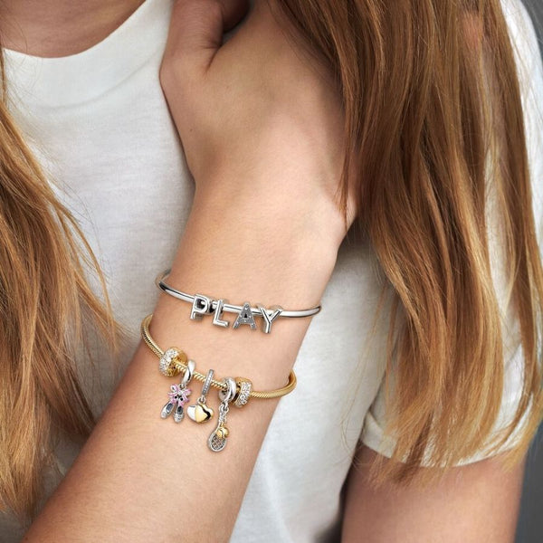 Charm Clip Funkelnder Unendlichkeit Herzen Sterling-Silber