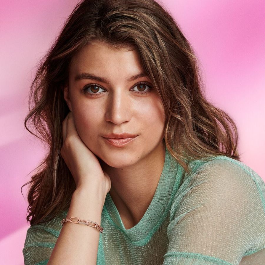 Charm Styling-Link Doppelter Pavé 14k Rosé Vergoldet