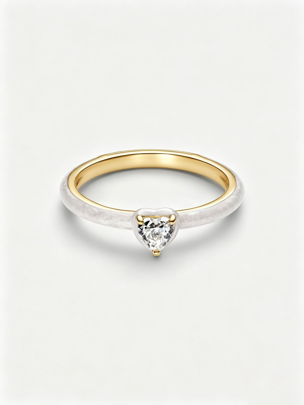 Weißes Chakra Herz Ring 14 Karat Vergoldung