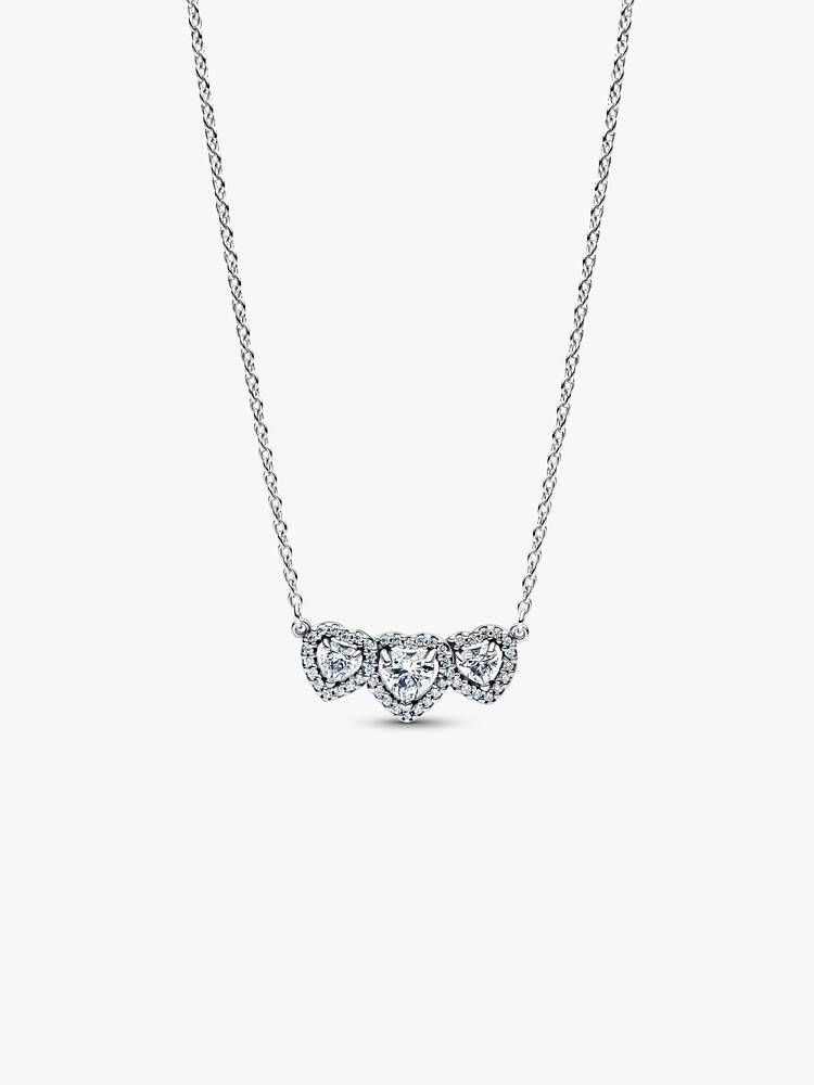 Strahlenkranz Herz Trilogie Collier-Halskette Sterling-Silber