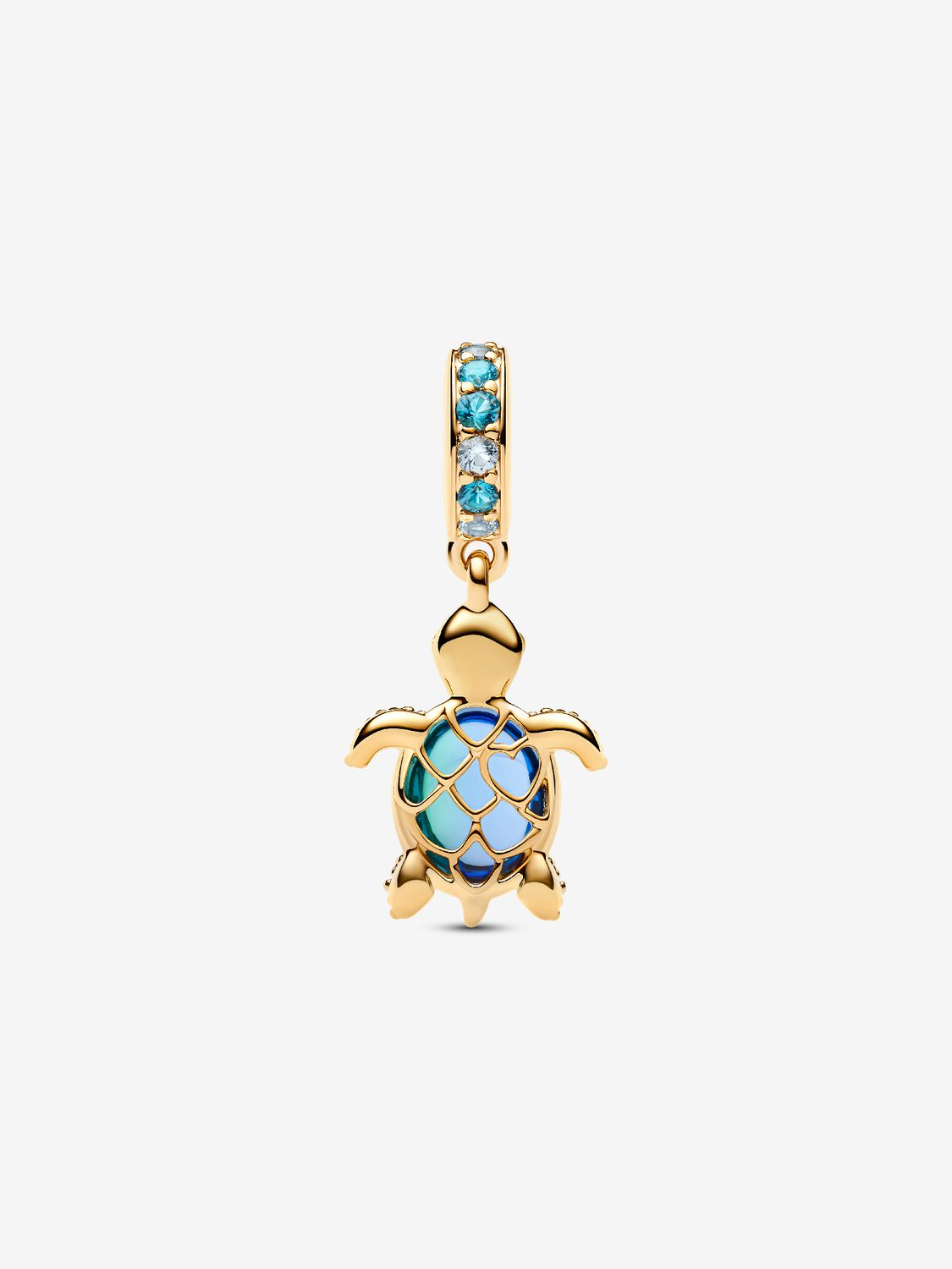 Sea Turtle Murano Glass Dangle Charm 14 Karat Vergoldung
