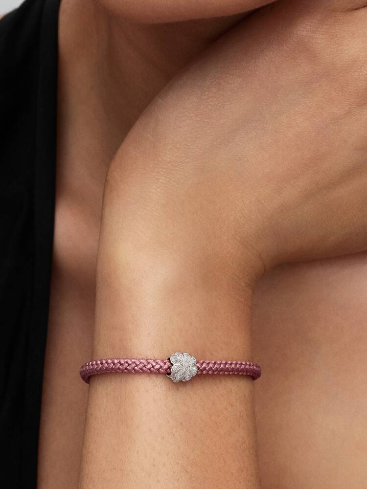 Strukturiertes Kleeblatt Mini-Charm Sterling-Silber
