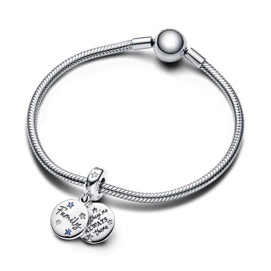 Charm-Anhänger Geliebte Familie Zirkon Blaue Kristalle Silber