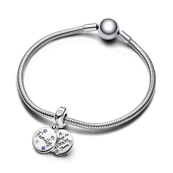 Charm-Anhänger Geliebte Familie Zirkon Blaue Kristalle Silber