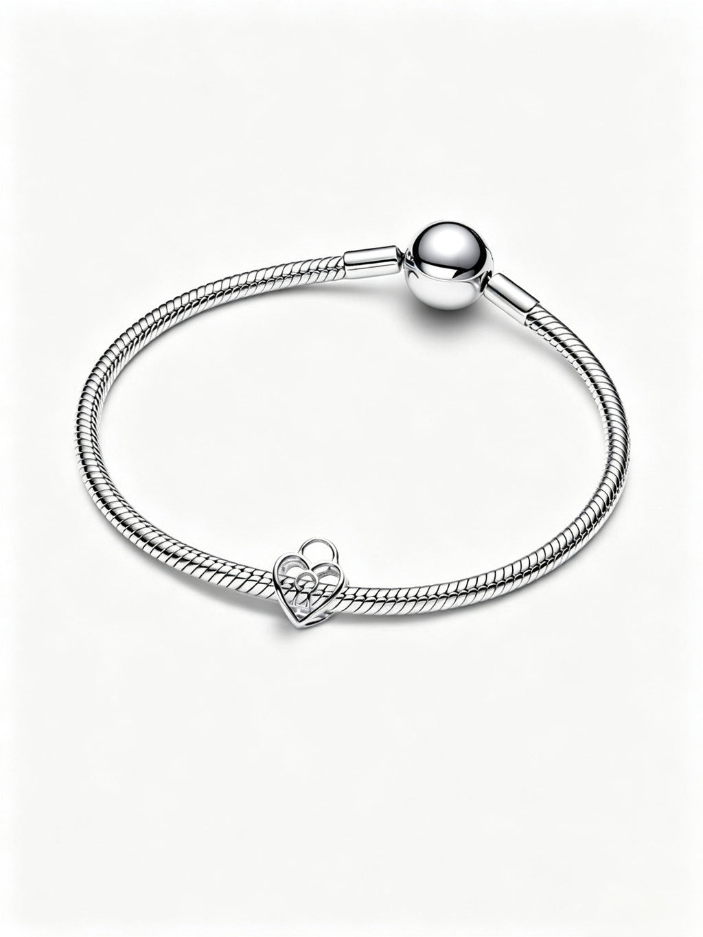 Offen gearbeitetes Herz Vorhängeschloss Charm Sterling-Silber
