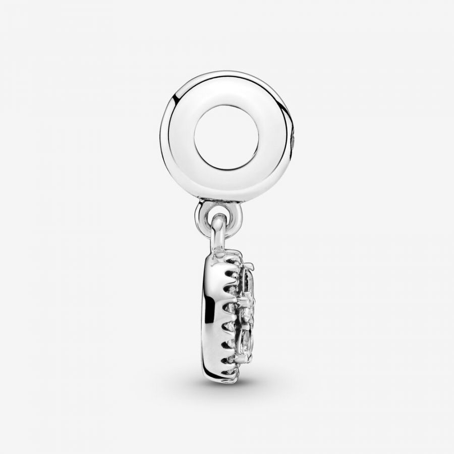 Charm-Anhänger Funkelnder Schneeflocke Kreis Silber