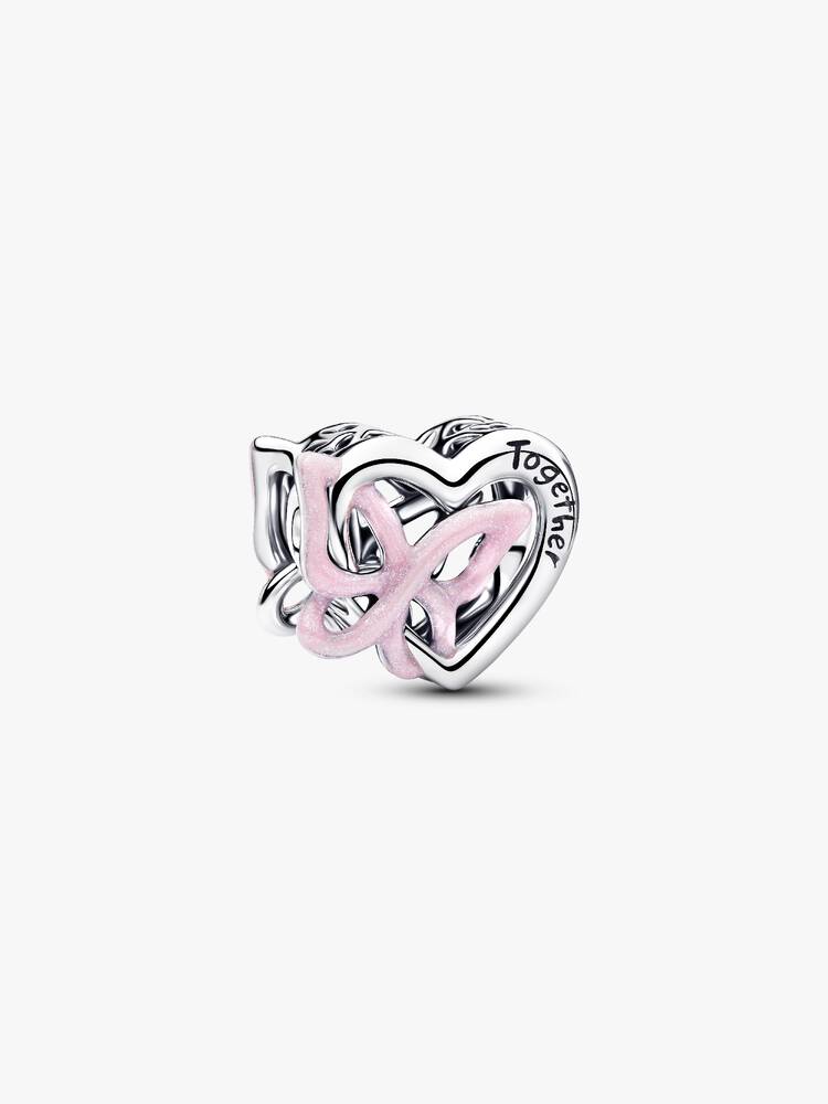 Verschlungenes Herz und Schmetterling Charm Sterling-Silber