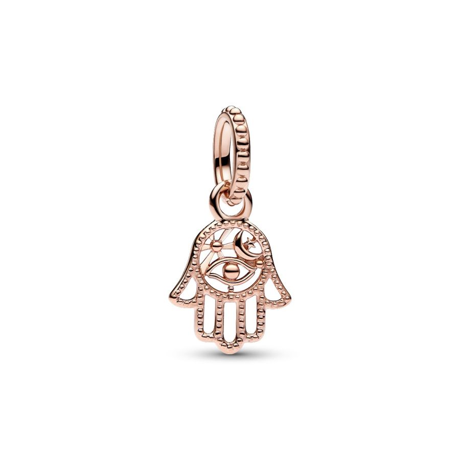 Charm-Anhänger Hand der Fatima Rosé Vergoldet