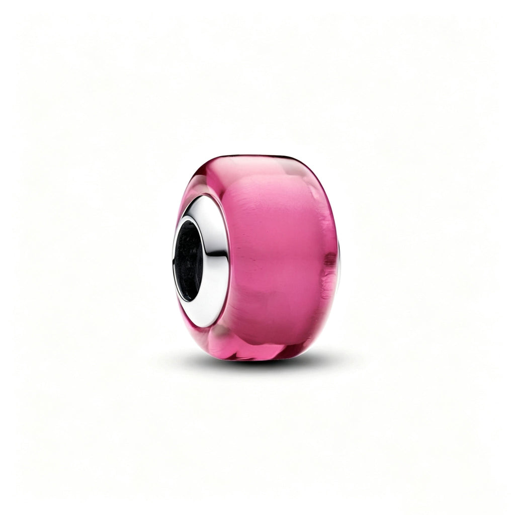 Mini-Charm Rosafarbenes Murano-Glas Sterling-Silber