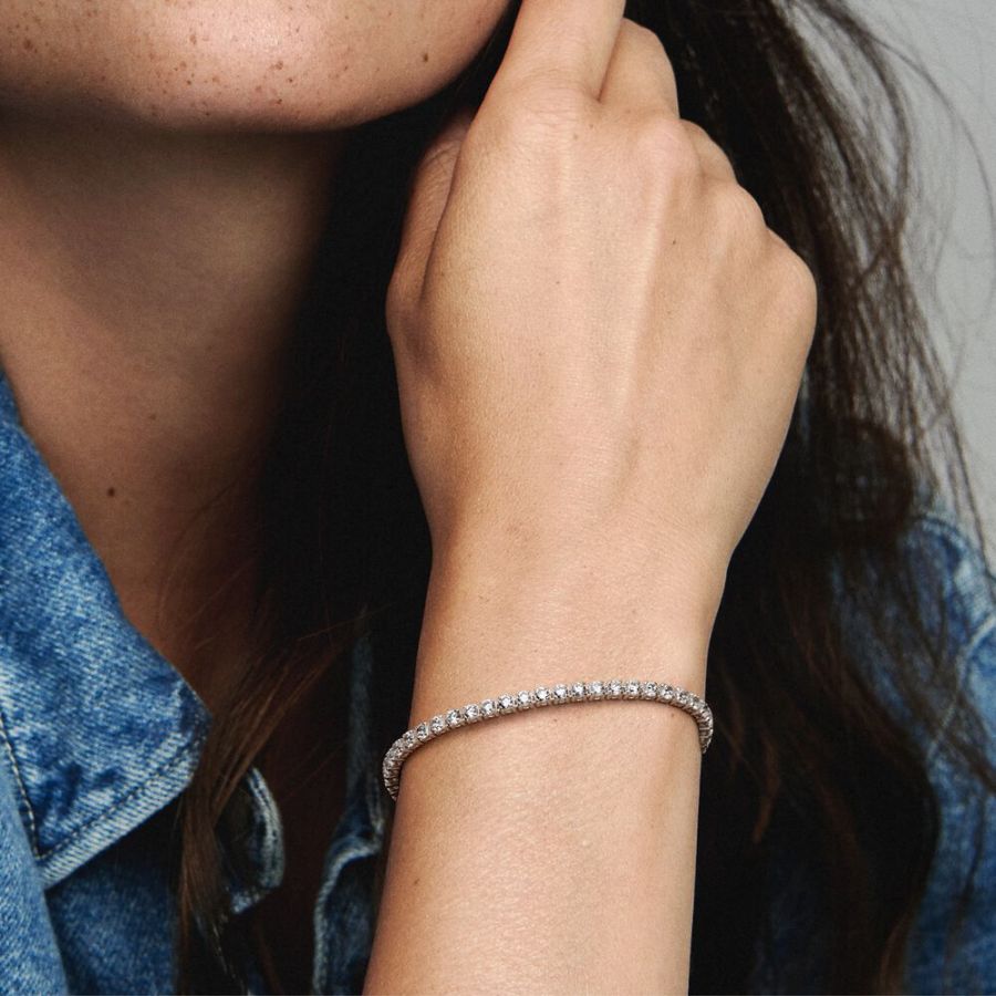 Tennisarmband Funkelnder Zirkonia Sterling-Silber
