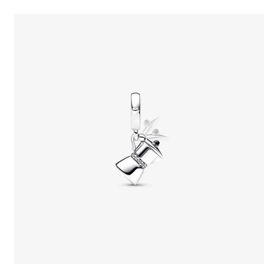 Charm-Anhänger Espressokanne Zirkonia Sterling-Silber