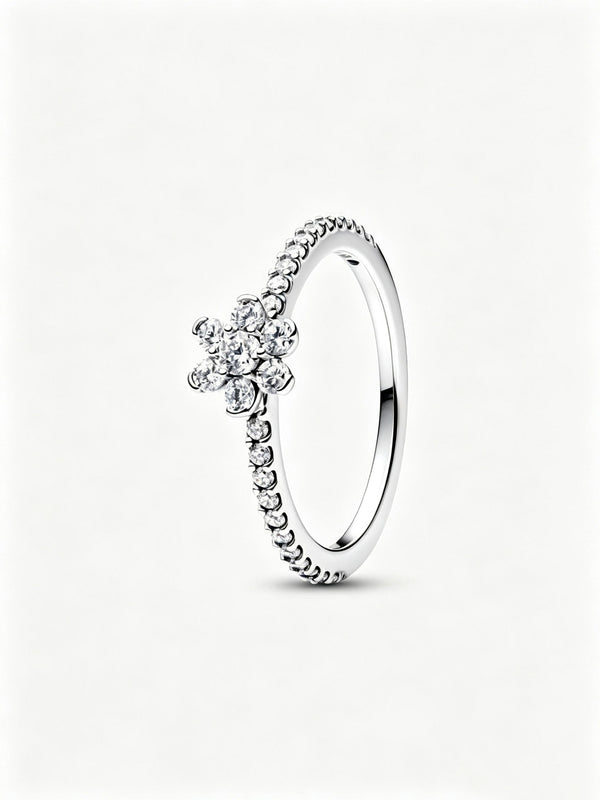 Funkelnde Blume Ring Sterling-Silber