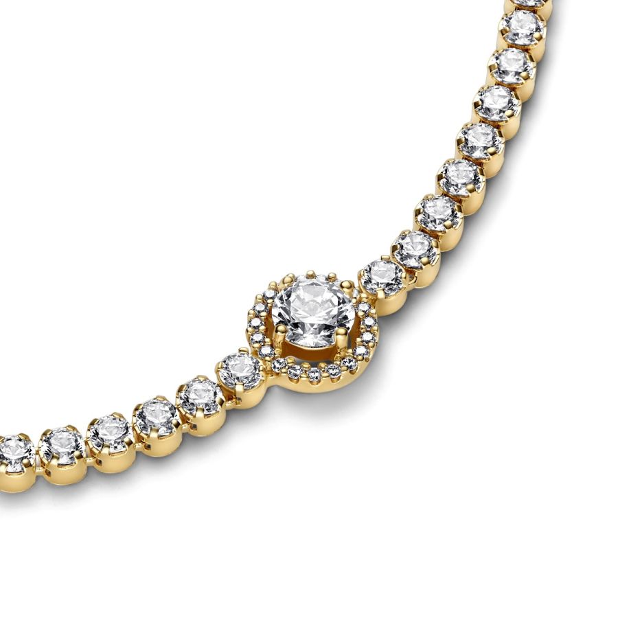 Tennisarmband Funkelnder Kranz Zirkonia 14k Vergoldet Zweitbild