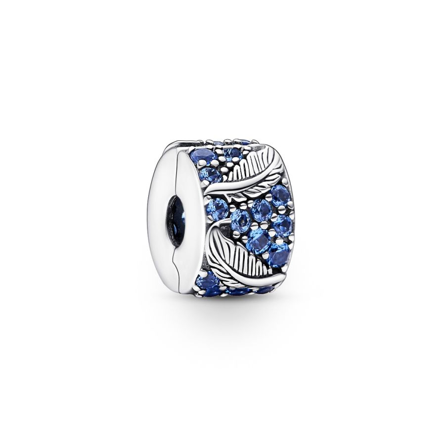 Clip-Charm Geschwungene Feder Blau Sterling-Silber Hauptbild