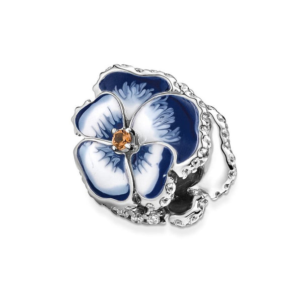 Charm Blaues Stiefmütterchen Sterling-Silber