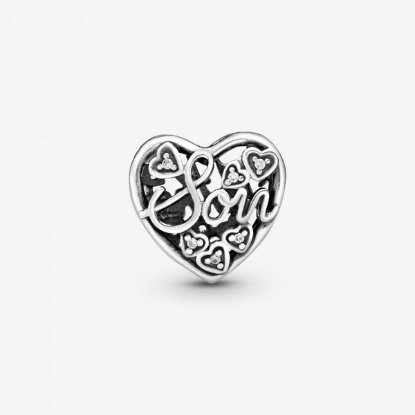 Charm Offen Gearbeitet Mutter und Sohn Sterling-Silber