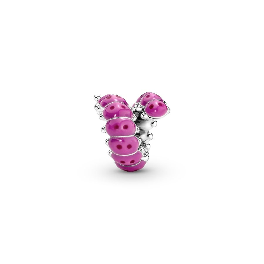 Charm Süße Eingerollte Raupe Rosa Sterling-Silber Hauptbild