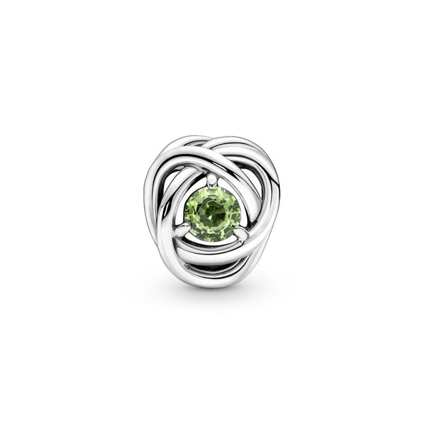 Charm August Geburtsstein Frühlingsgrüner Ewigkeitskreis Silber