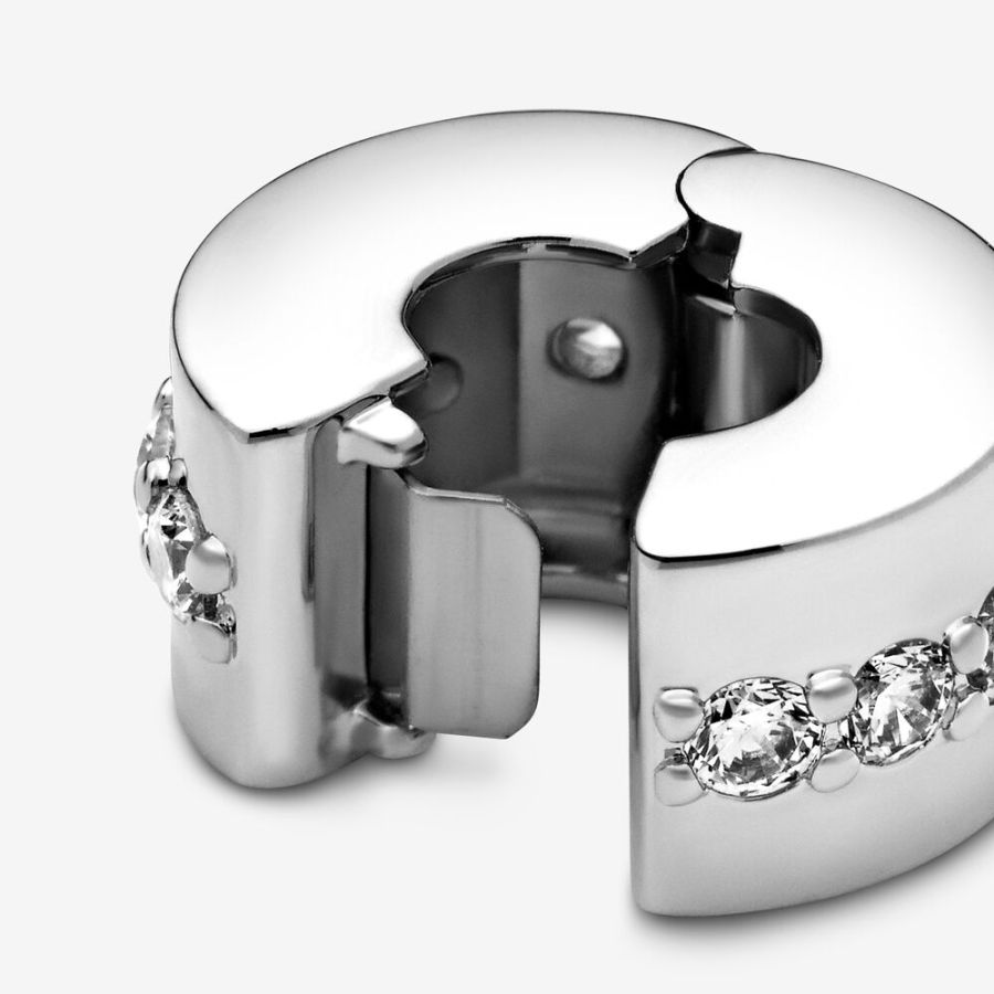 Charm Clip Glänzendes Band Sterling-Silber