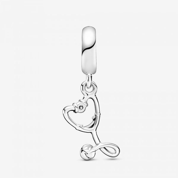 Charm-Anhänger Stethoskop Herz Silber
