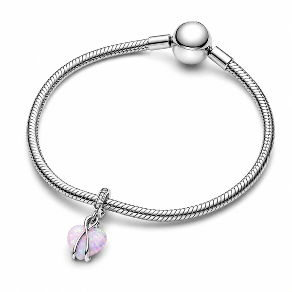 Charm-Anhänger Mum Schillerndes Herz Opal Silber