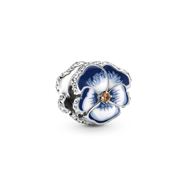 Charm Blaues Stiefmütterchen Sterling-Silber
