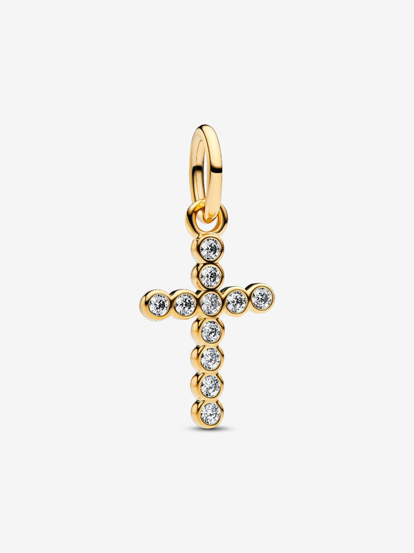 Kreuz Charm-Anhänger 14 Karat Vergoldung