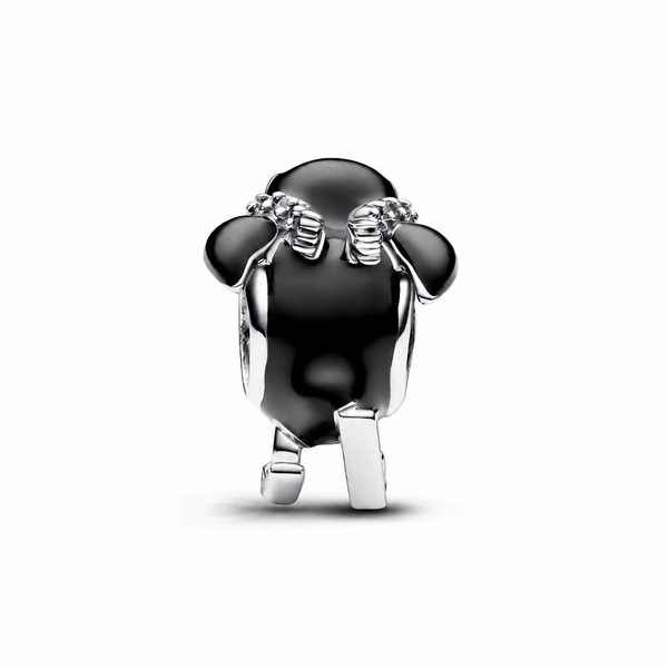 Charm Ski-Pinguin Emaille Schwarz Zirkonia Weiß Silber