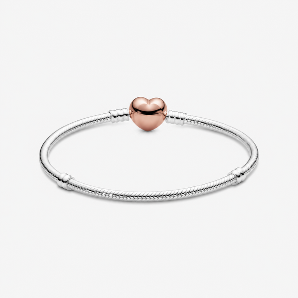 Rose  Schlangen-Gliederarmband Pavé-Herz-Verschluss