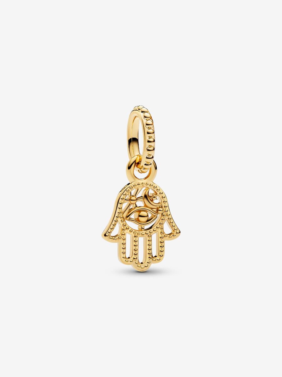 Hand der Fatima Charm-Anhänger 14 Karat Vergoldung