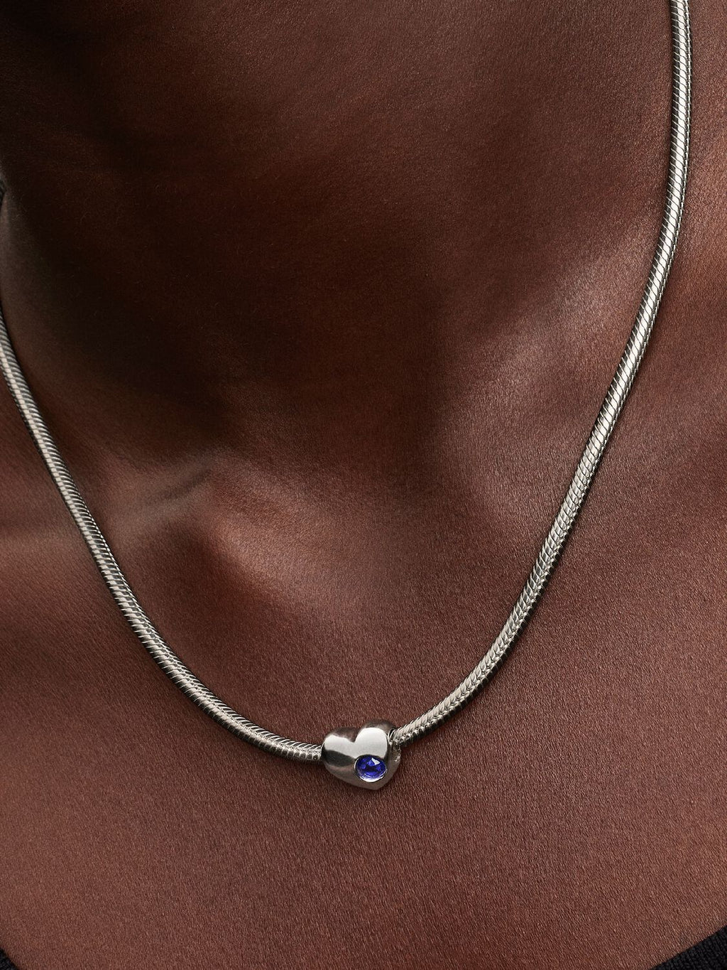 Gravierbares Blauer Stein Herz-Charm Sterling-Silber