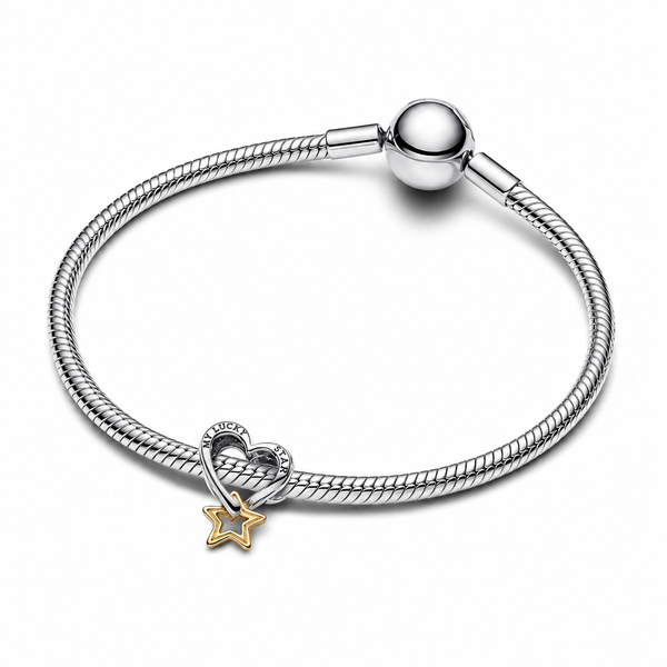 Charm Lucky Star & Herz Sterling-Silber Vergoldet