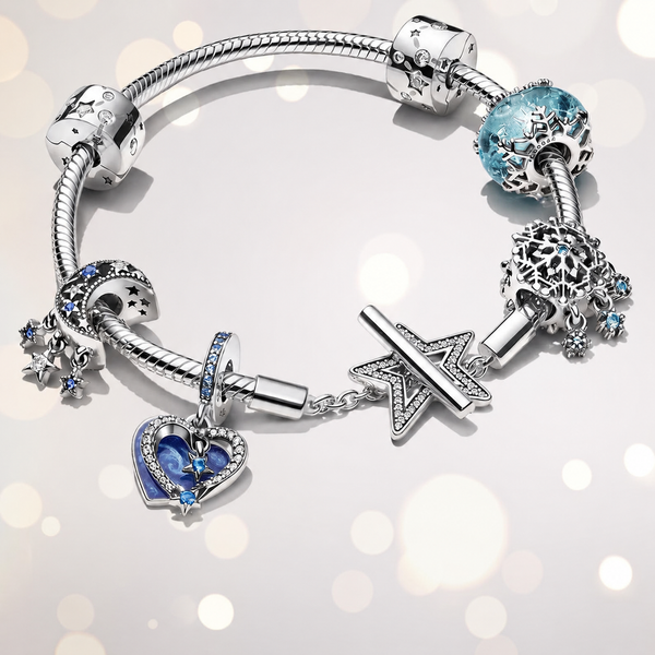 Charm Himmlische Schneeflocke Stern Sterling-Silber