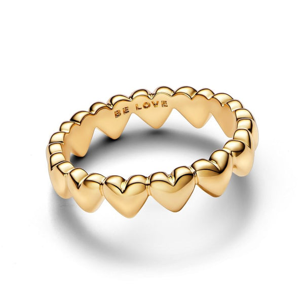 Ring Reihe von Herzen Vergoldet