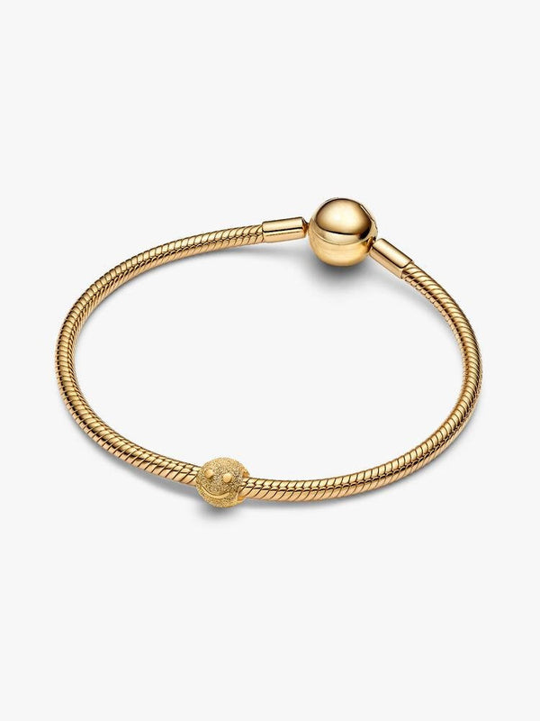 Strukturiertes Glückliches Gesicht Mini-Charm 14 Karat Vergoldung