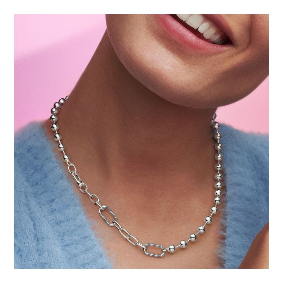 Gliederhalskette Metallperle Sterling-Silber 45 cm