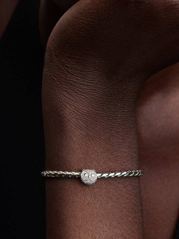 Strukturierte Eule Mini-Charm Sterling-Silber